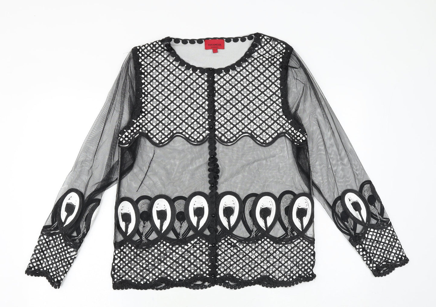 Womens UK Size L PARAMOUR Black Basic Button-Up