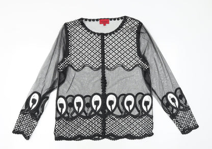 Womens UK Size L PARAMOUR Black Basic Button-Up