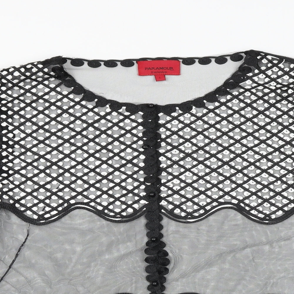 Womens UK Size L PARAMOUR Black Basic Button-Up