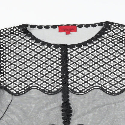 Womens UK Size L PARAMOUR Black Basic Button-Up
