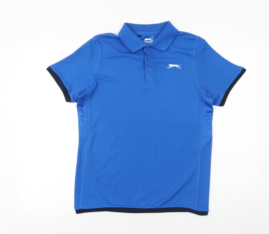 Slazenger Mens Blue Polyester Polo Size XS Collared Button
