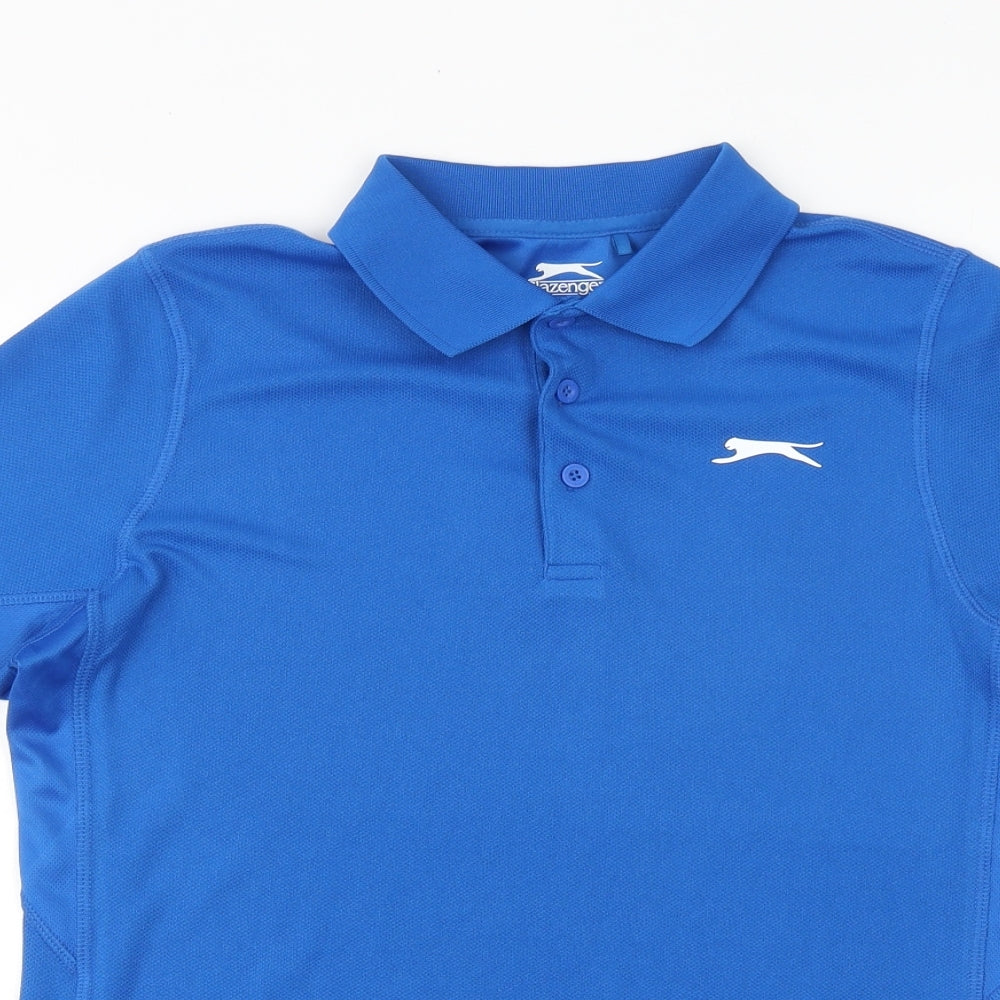 Slazenger Mens Blue Polyester Polo Size XS Collared Button