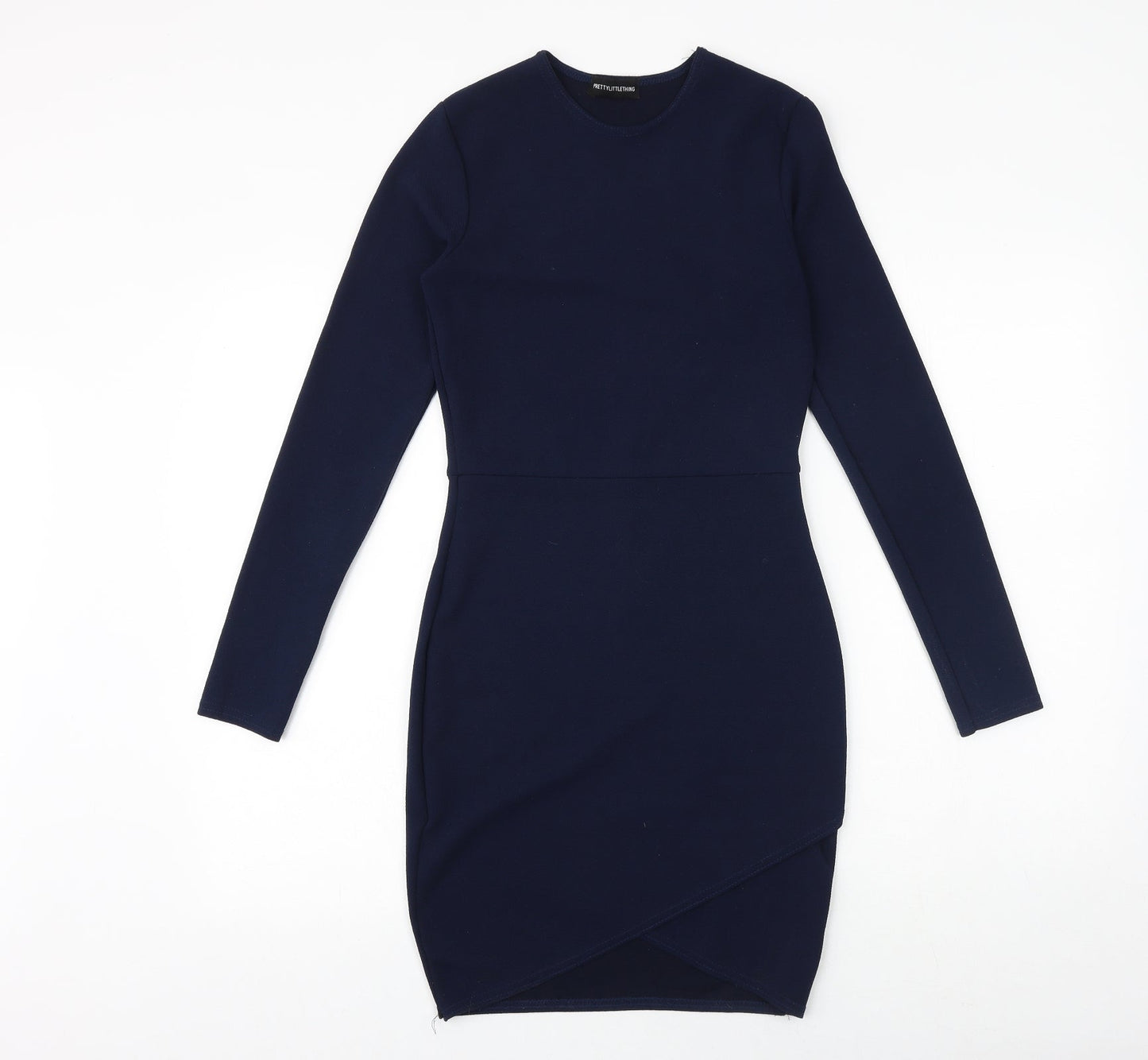 PRETTYLITTLETHING Womens Blue Polyester Shift Size 10 Round Neck Pullover