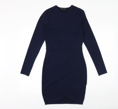 PRETTYLITTLETHING Womens Blue Polyester Shift Size 10 Round Neck Pullover