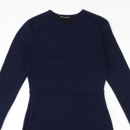 PRETTYLITTLETHING Womens Blue Polyester Shift Size 10 Round Neck Pullover