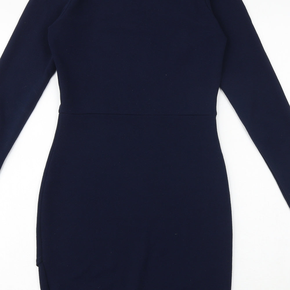 PRETTYLITTLETHING Womens Blue Polyester Shift Size 10 Round Neck Pullover