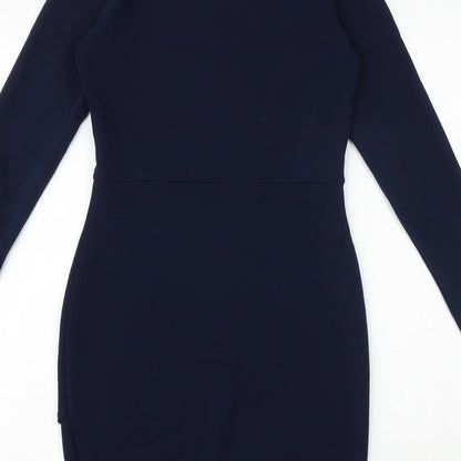 PRETTYLITTLETHING Womens Blue Polyester Shift Size 10 Round Neck Pullover