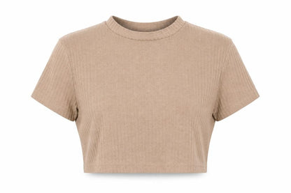 Womens UK Size XL SheIn Brown Cropped T-Shirt
