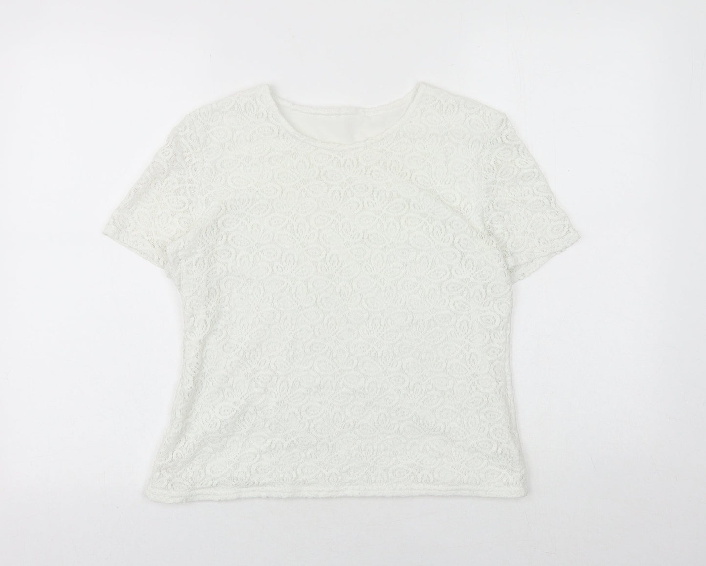 Womens UK Size 16 Agenda White Basic T-Shirt