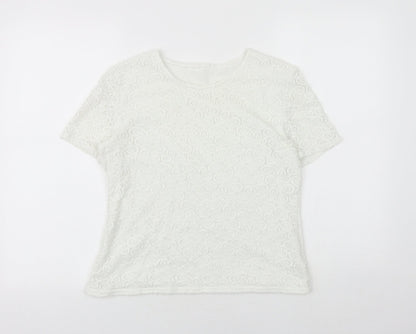 Womens UK Size 16 Agenda White Basic T-Shirt