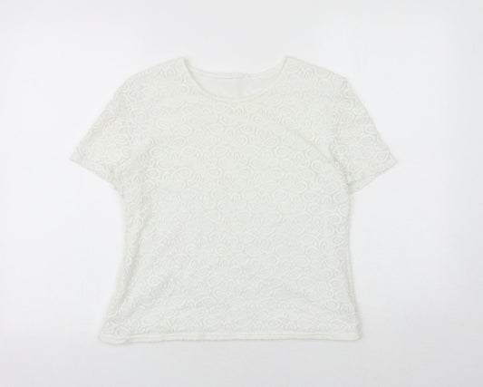 Womens UK Size 16 Agenda White Basic T-Shirt
