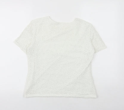 Womens UK Size 16 Agenda White Basic T-Shirt