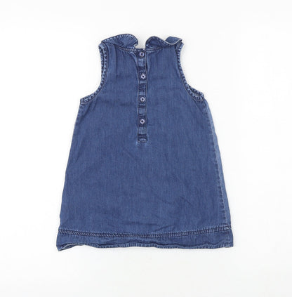 NEXT Baby Blue 100% Cotton A-Line Size 12-18 Months Round Neck Button