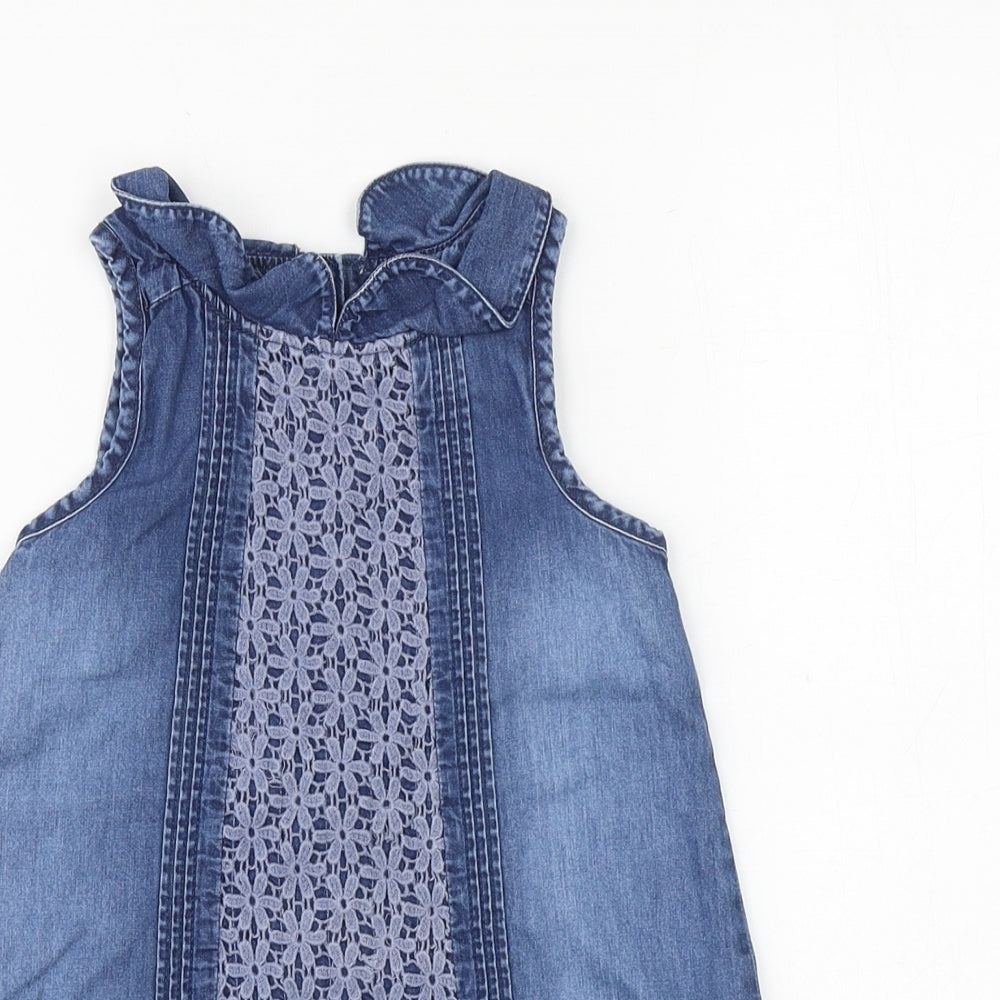 NEXT Baby Blue 100% Cotton A-Line Size 12-18 Months Round Neck Button