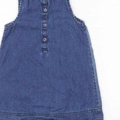 NEXT Baby Blue 100% Cotton A-Line Size 12-18 Months Round Neck Button