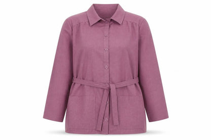 Dereta Womens Purple Polyester Basic Button-Up Size 16 Collared