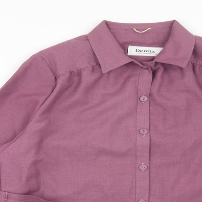 Dereta Womens Purple Polyester Basic Button-Up Size 16 Collared