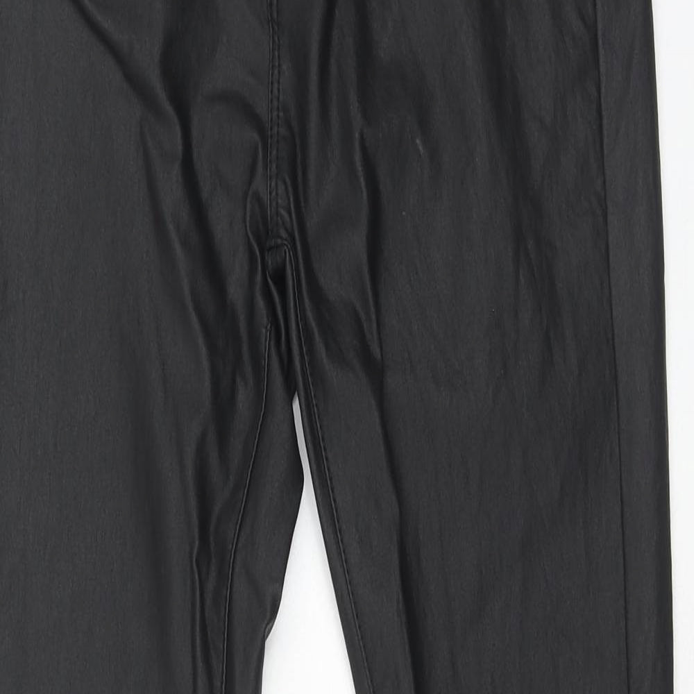 Estee Brown Womens Black Cotton Trousers Size L Regular Zip - Coated