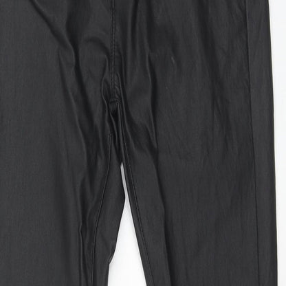 Estee Brown Womens Black Cotton Trousers Size L Regular Zip - Coated