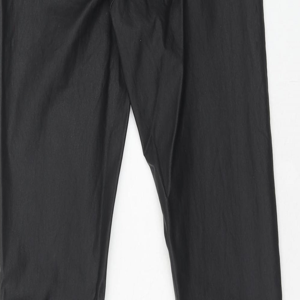 Estee Brown Womens Black Cotton Trousers Size L Regular Zip - Coated