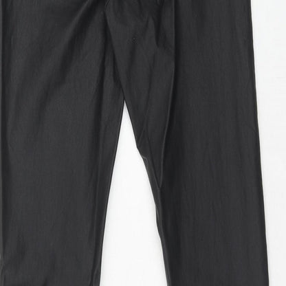 Estee Brown Womens Black Cotton Trousers Size L Regular Zip - Coated