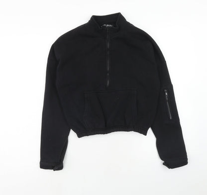Select Womens Black Cotton Pullover Sweatshirt Size S Zip