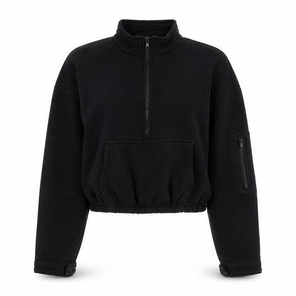 Select Womens Black Cotton Pullover Sweatshirt Size S Zip
