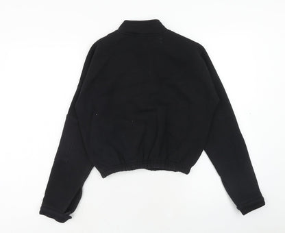Select Womens Black Cotton Pullover Sweatshirt Size S Zip