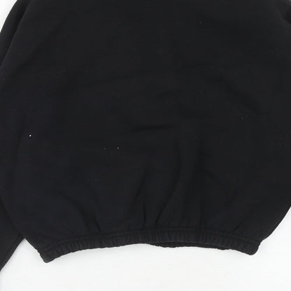 Select Womens Black Cotton Pullover Sweatshirt Size S Zip