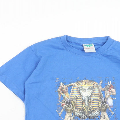 Crocodile Boys Blue Cotton Basic T-Shirt Size 6 Years Round Neck Pullover - Egyptian Mythology