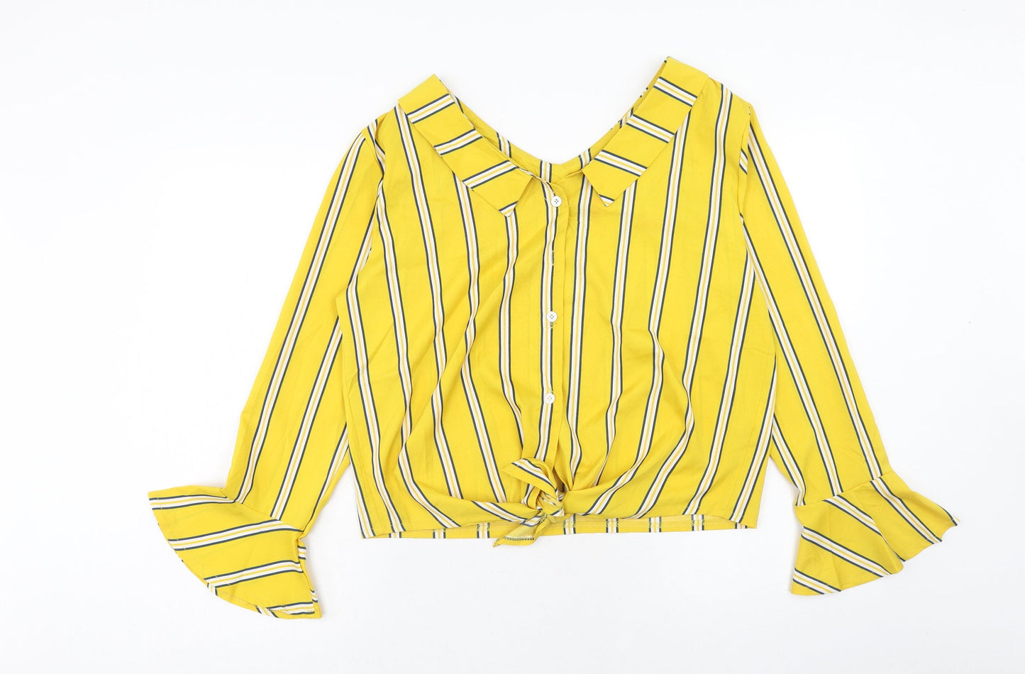 Womens UK Size M Preworn Yellow Basic Button-Up
