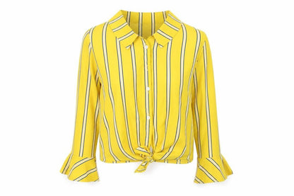 Womens UK Size M Preworn Yellow Basic Button-Up