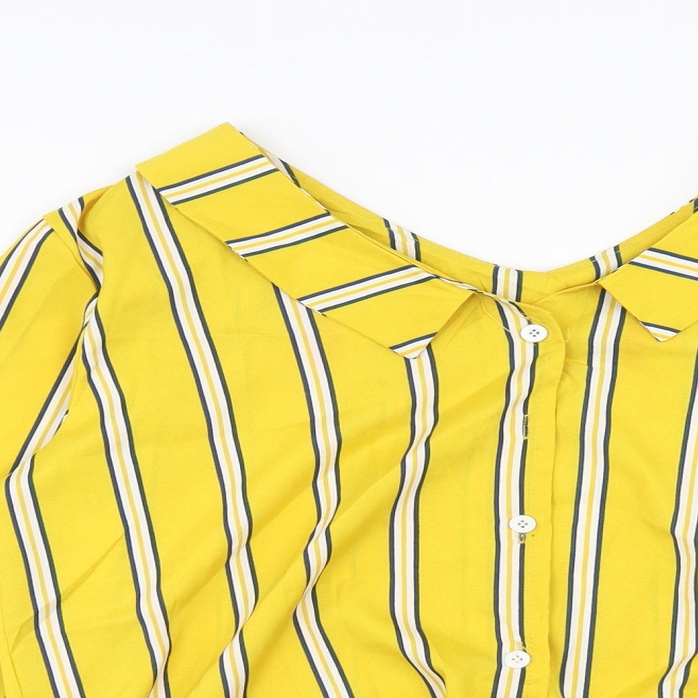 Womens UK Size M Preworn Yellow Basic Button-Up