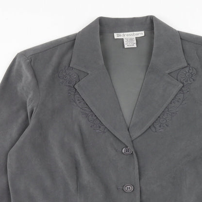 Dressbarn Womens Grey Jacket Blazer Size M Button