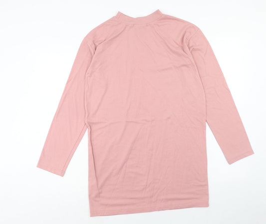 Missguided Womens Pink Polyester Jumper Dress Size 6 Mock Neck Pullover