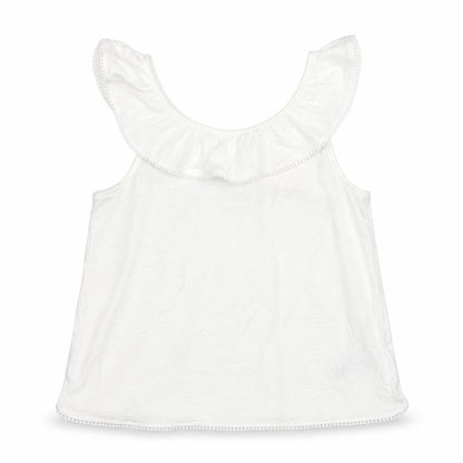 Oasis Girls White Cotton Basic Blouse Size 12 Years Round Neck Pullover