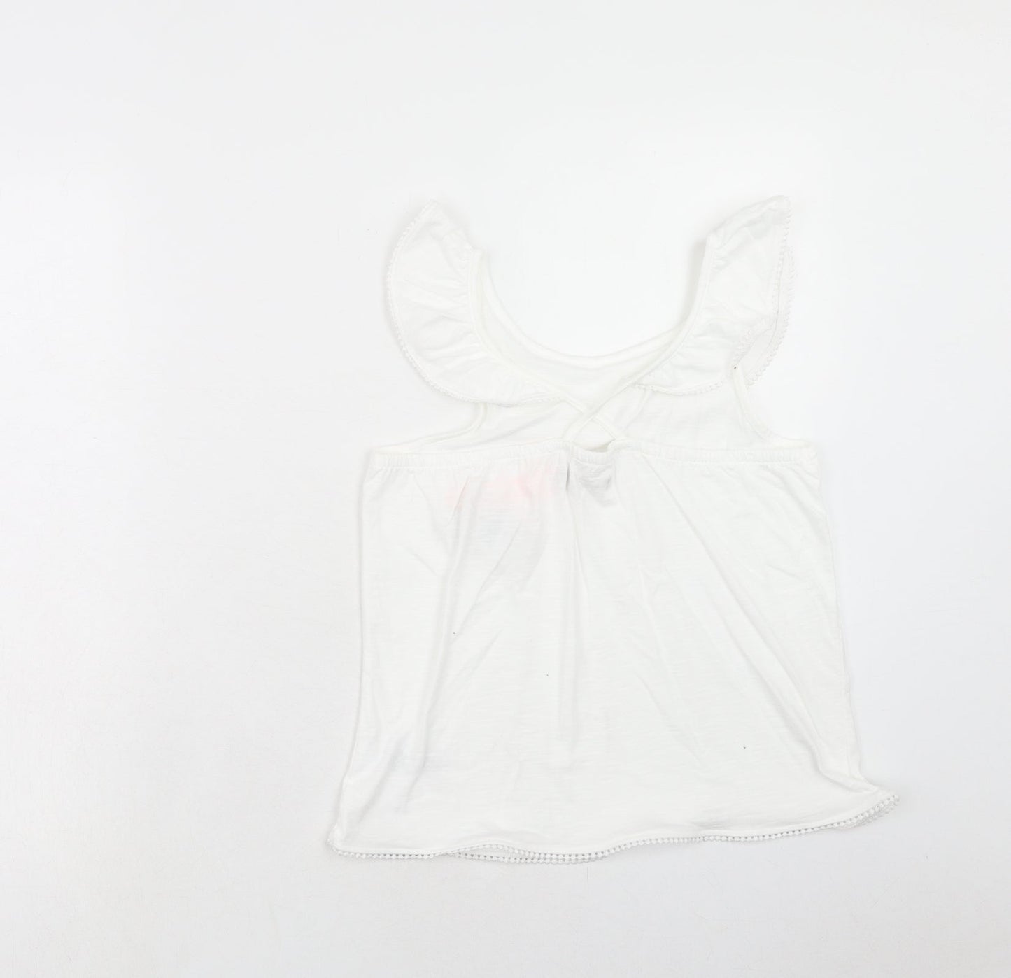 Oasis Girls White Cotton Basic Blouse Size 12 Years Round Neck Pullover