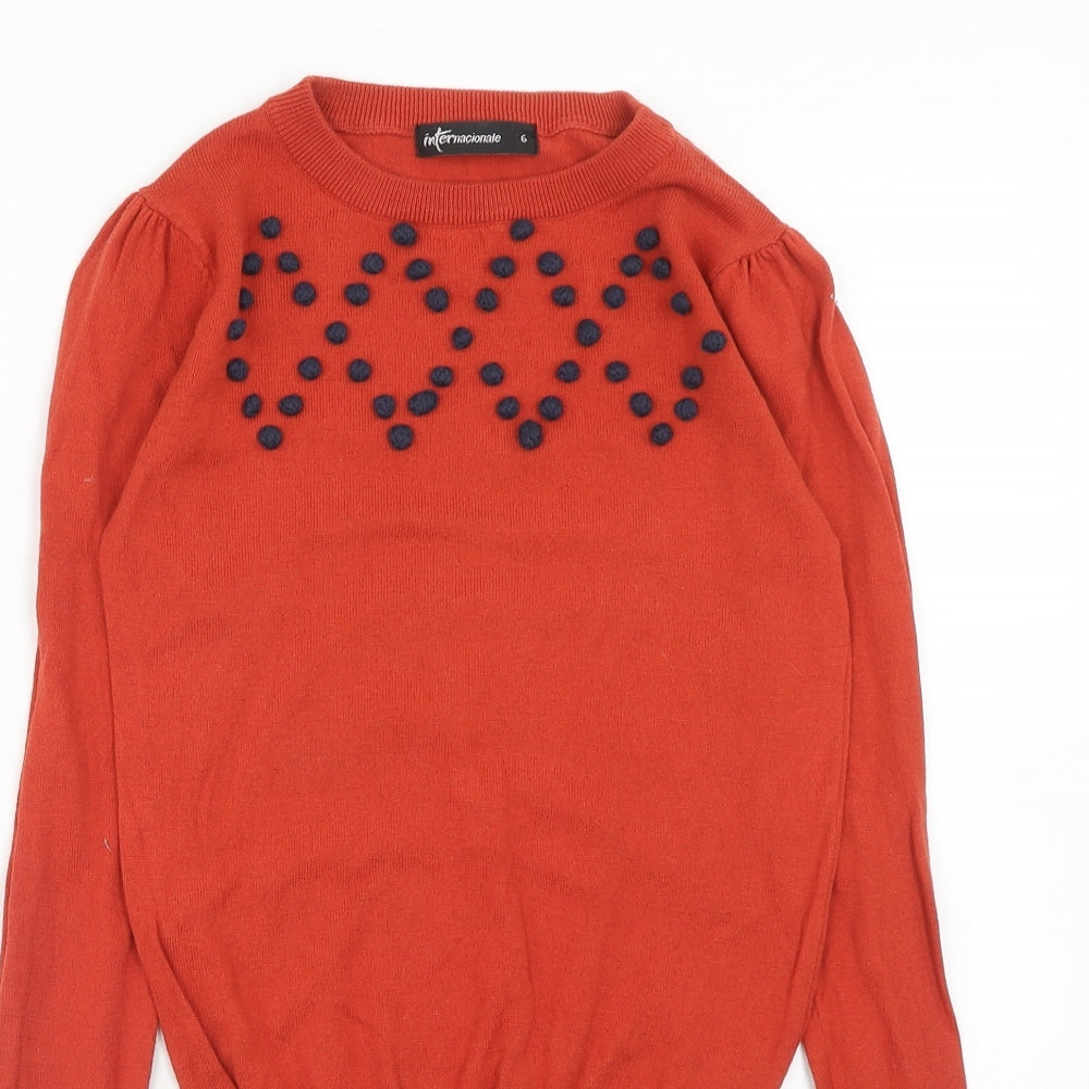 Womens UK Size 6 International Red Pullover Jumper
