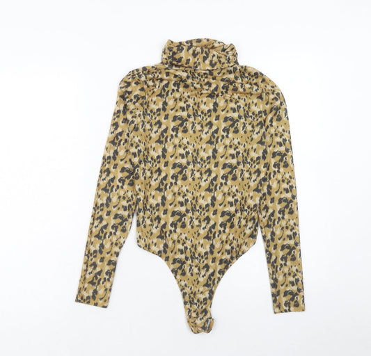 Primark Womens Brown Animal Print Polyester Bodysuit One-Piece Size XS Snap - Size 6-8 Leopard Print