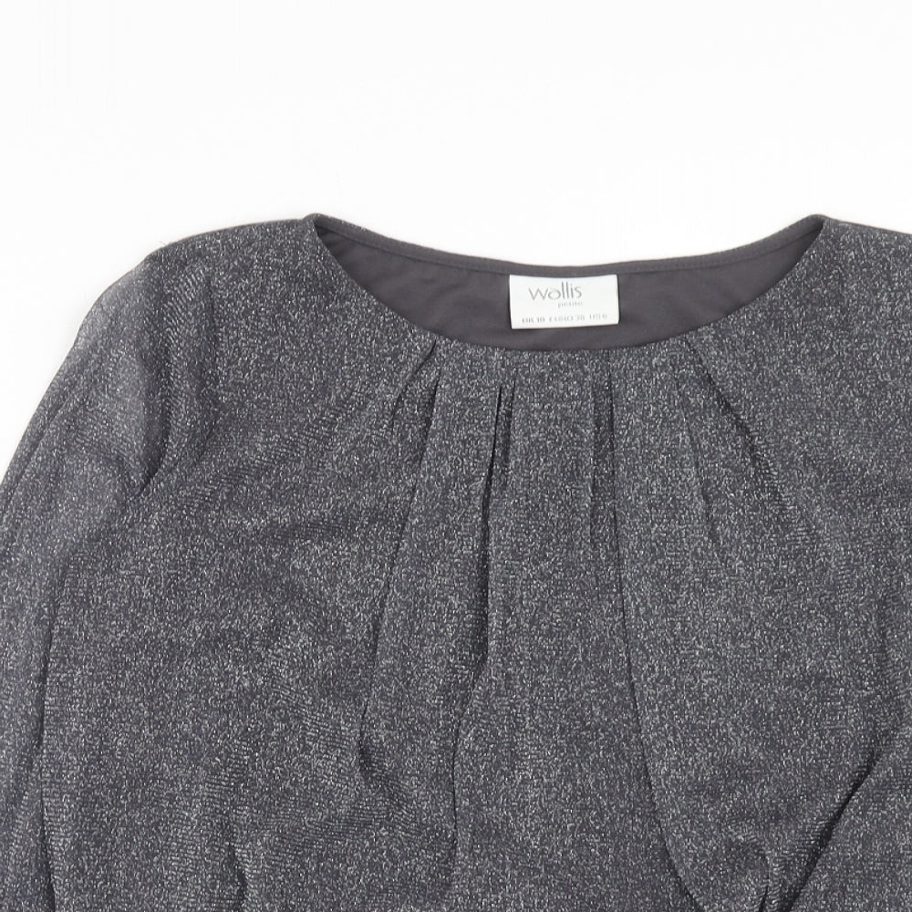 Womens UK Size 10 Wallis Silver Basic Blouse