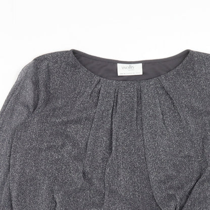 Womens UK Size 10 Wallis Silver Basic Blouse