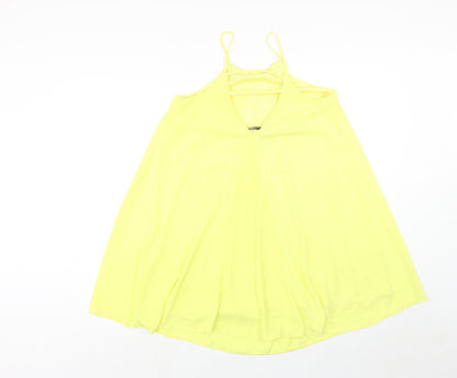 Atmosphere Womens Yellow Polyester Tank Dress Size 8 Square Neck Pullover