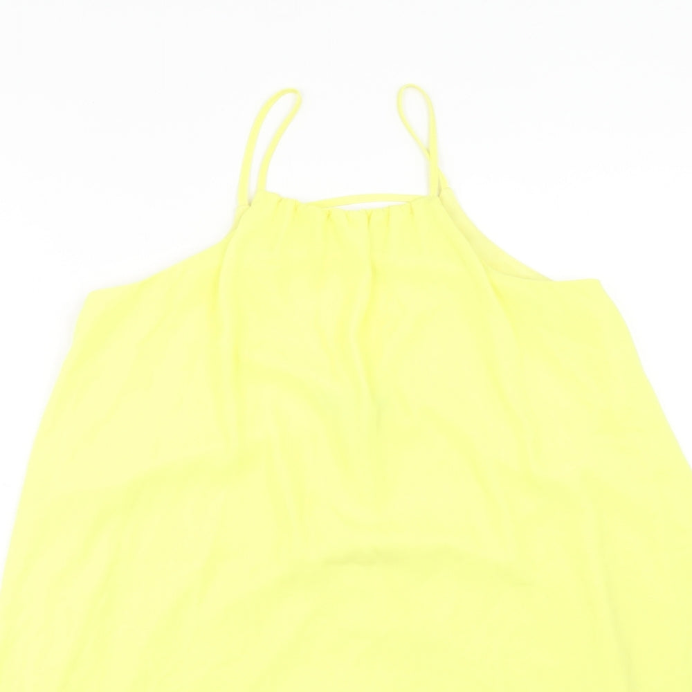 Atmosphere Womens Yellow Polyester Tank Dress Size 8 Square Neck Pullover
