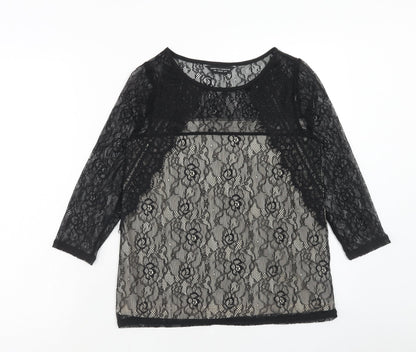 Womens UK Size 10 Dorothy Perkins Black Basic Blouse