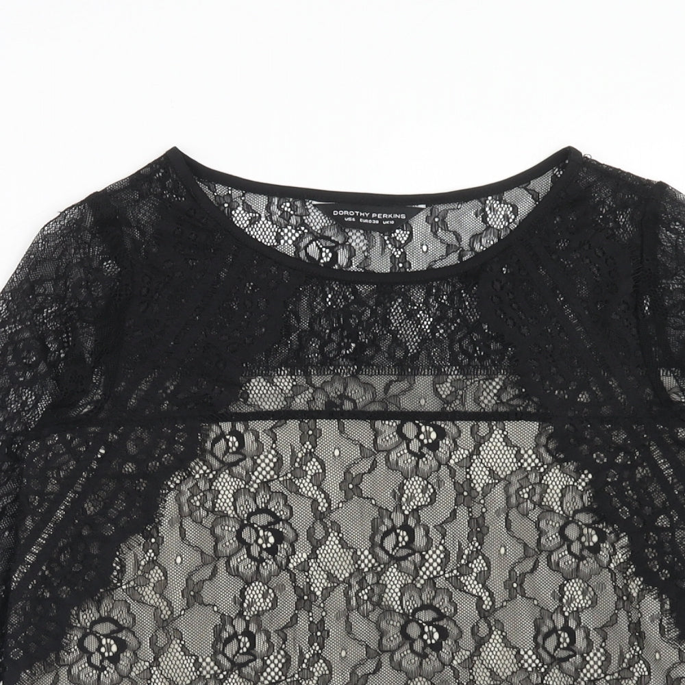 Womens UK Size 10 Dorothy Perkins Black Basic Blouse