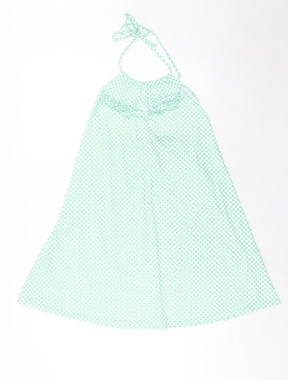 Boohoo Womens Green Geometric Polyester A-Line Size 10 Halter Tie - Open Back