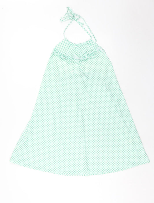 Boohoo Womens Green Geometric Polyester A-Line Size 10 Halter Tie - Open Back