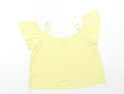 Miss Selfridge Womens Yellow Polyester Basic Tank Size 14 Square Neck - Cold Shoulder