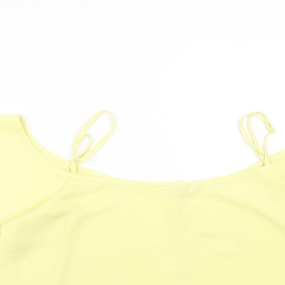 Miss Selfridge Womens Yellow Polyester Basic Tank Size 14 Square Neck - Cold Shoulder