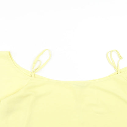Miss Selfridge Womens Yellow Polyester Basic Tank Size 14 Square Neck - Cold Shoulder